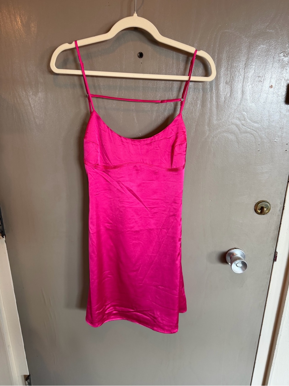 Hot Pink Satin Slip Dress